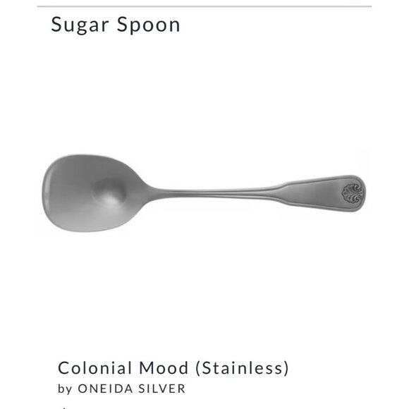 Oneida Silver deluxe Roger’s Colonial Mood Stainless Sugar Spoon glossy flatware - Picture 2 of 3